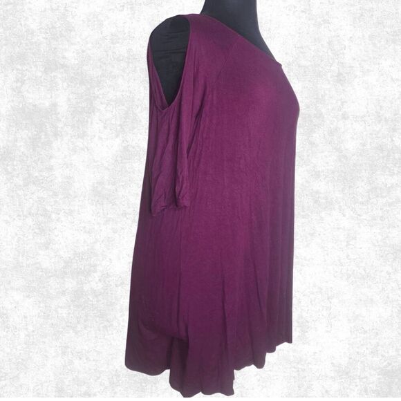 Terra & Sky 0X (14W) Purple Tunic Top Soft Stretch Knit Plus Size Casual Tee - Picture 4 of 5